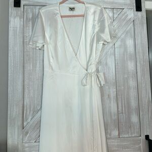 SHOW ME YOUR MUMU white wrap satin maxi dress